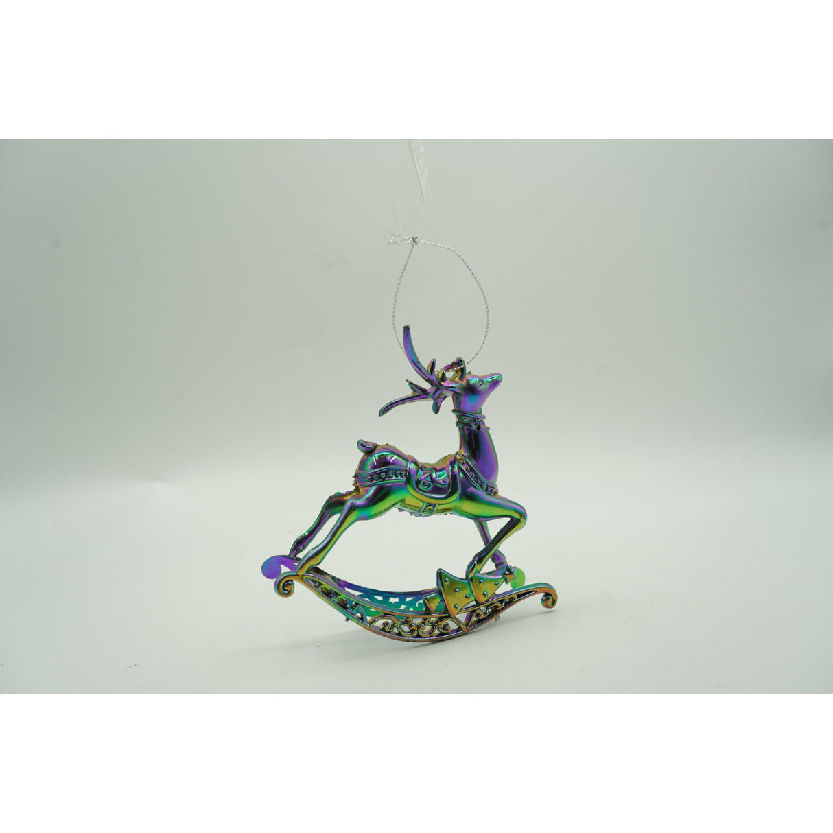 Ornament brad de Craciun, Iridescent, in forma de Ren, 11 cm x 11 cm, Plastic, Vivimall - vivimall.ro