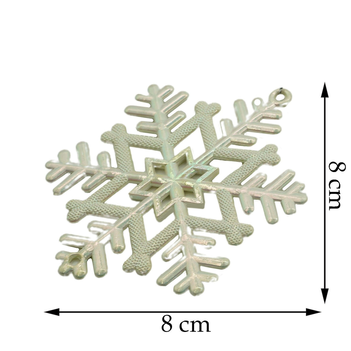 Ornament brad de Craciun, Perlat, in forma de Fulg de nea, 8 cm x 8 cm, Plastic, Vivimall - vivimall.ro