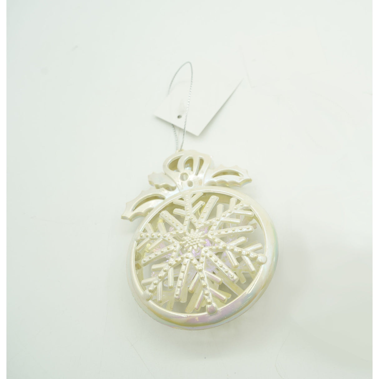 Ornament brad de Craciun, Perlat, Rotund, 8 cm x 11 cm, Plastic, Vivimall - vivimall.ro