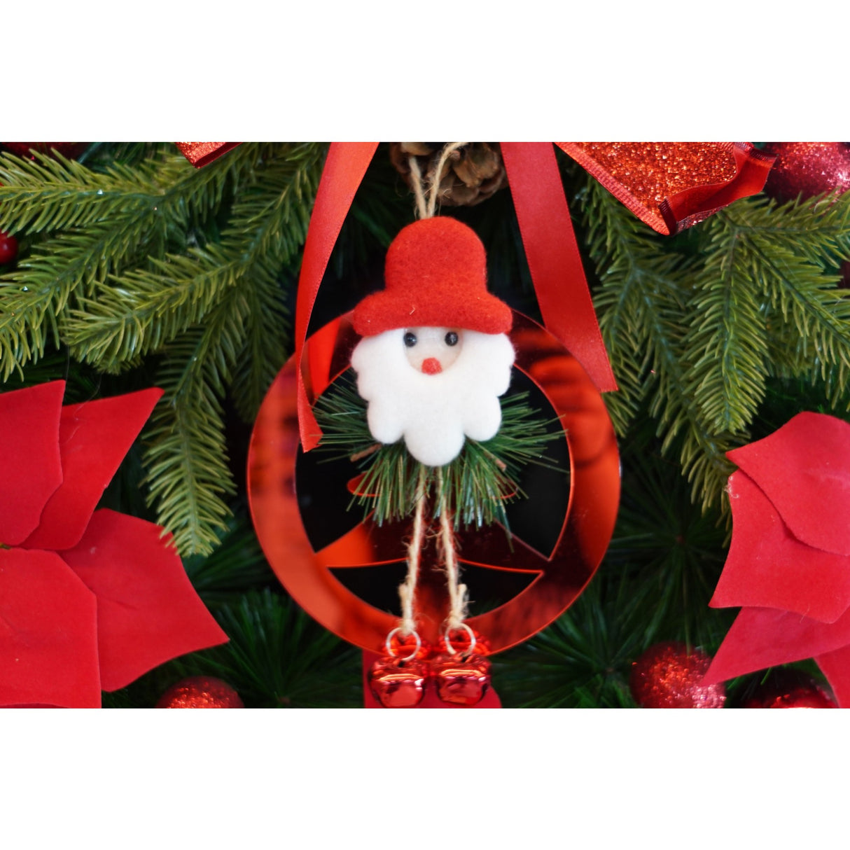 Ornament brad, Flippy, Brad cu clopotei, Rosu, Lucios, 15*20CM, Acril, Interior/ Exterior - vivimall.ro