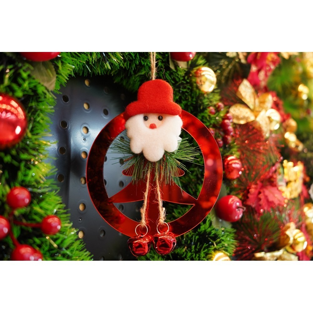 Ornament brad, Flippy, Brad cu clopotei, Rosu, Lucios, 15*20CM, Acril, Interior/ Exterior - vivimall.ro