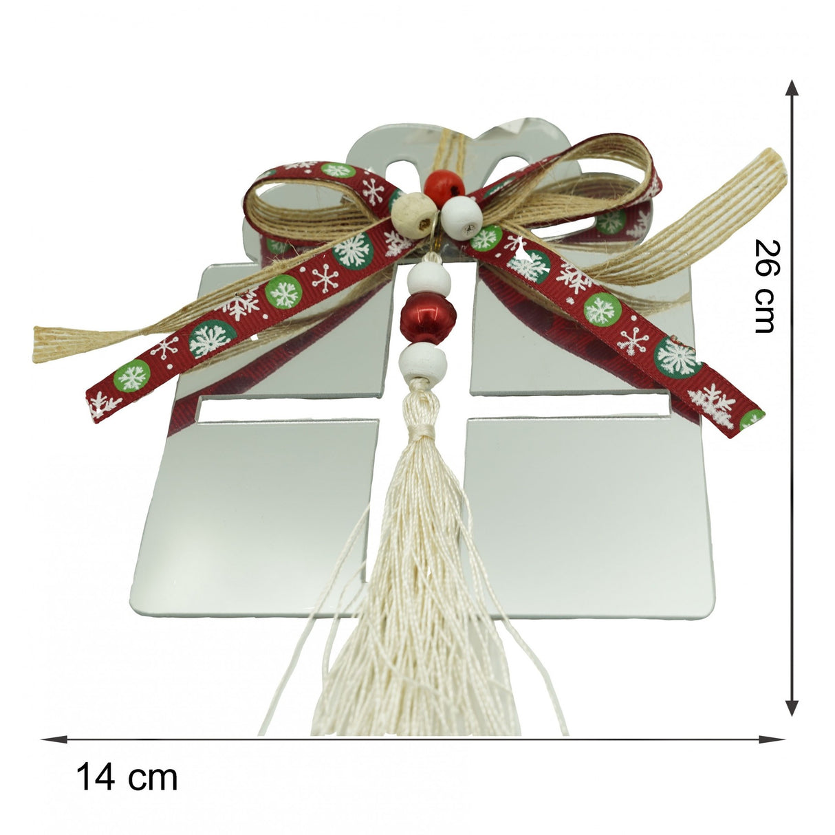 Ornament brad, Vivimall, Cadou, Argintiu, Lucios, 14*26CM, Acril, Interior/ Exterior - vivimall.ro