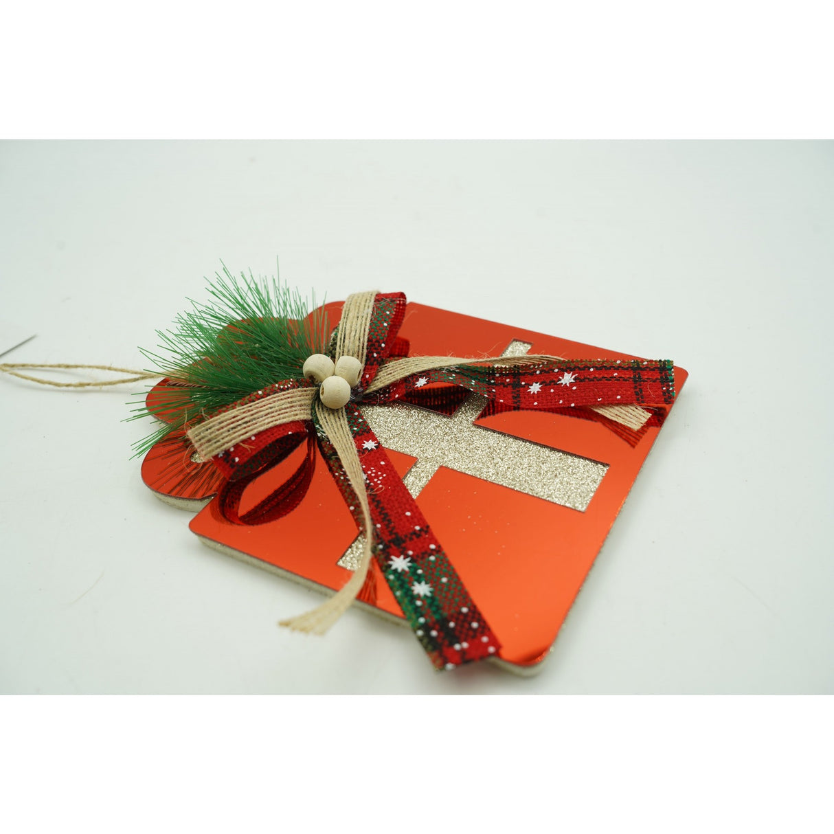 Ornament brad, Vivimall, Cadou, Rosu, Lucios, 15*15CM, Acril, Interior/ Exterior - vivimall.ro