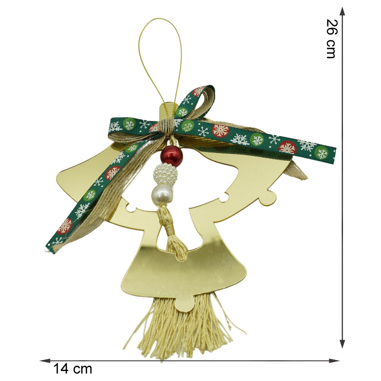 Ornament brad, Vivimall, Clopotei, Auriu, Lucios, 14*26CM, Acril, Interior/ Exterior - vivimall.ro