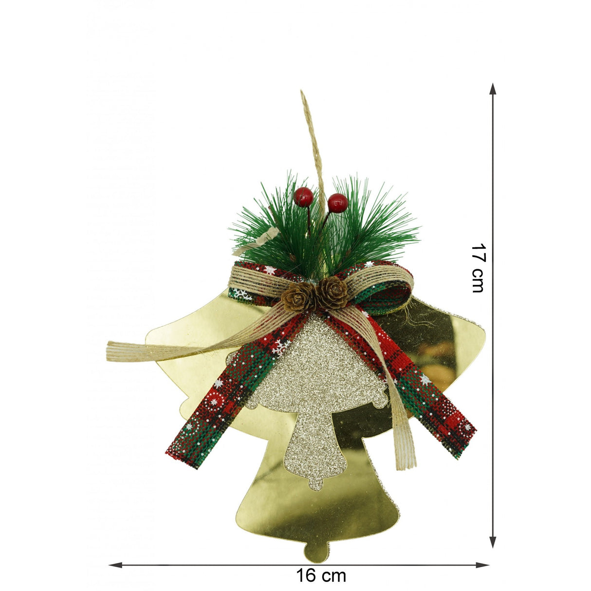 Ornament brad, Vivimall, Clopotei, Auriu, Lucios, 16*17CM, Acril, Interior/ Exterior - vivimall.ro