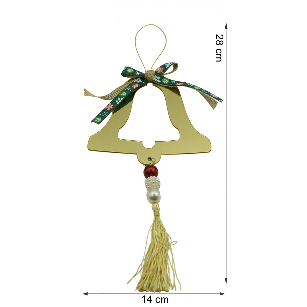 Ornament brad, Vivimall, Clopotel, Auriu, Lucios, 14*28CM, Acril, Interior/ Exterior - vivimall.ro