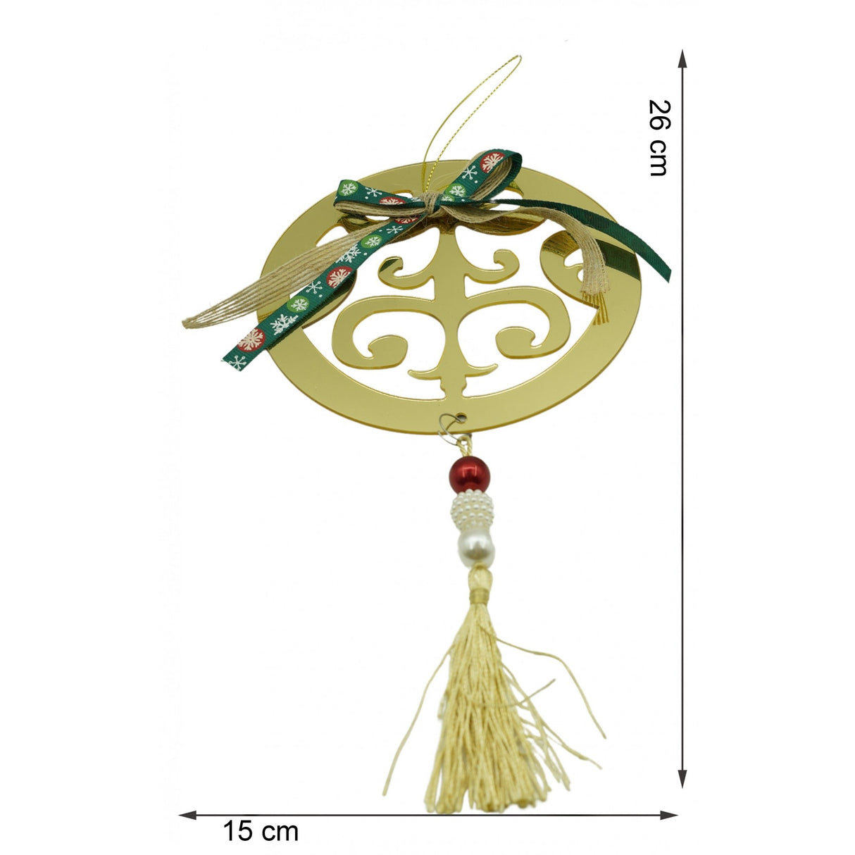 Ornament brad, Vivimall, Rotund, Auriu, Lucios, 15*26CM, Acril, Interior/ Exterior - vivimall.ro