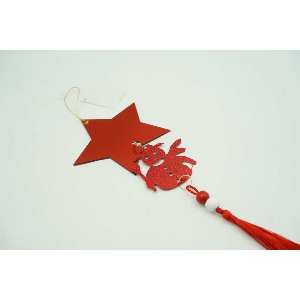 Ornament brad, Flippy, Stea, Om de zapada, Rosu, Lucios, 10*28CM, Acril, Interior/ Exterior - vivimall.ro