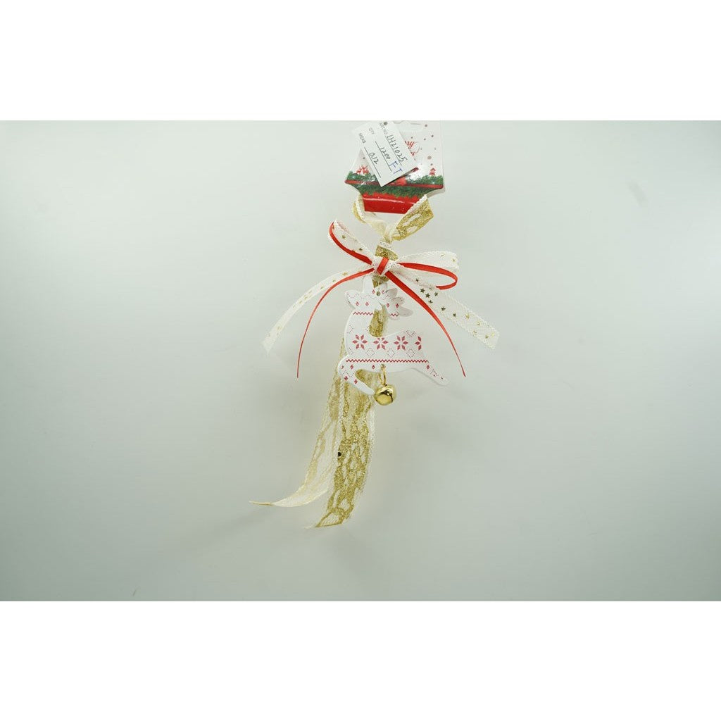 Ornament de brad craciun cerb, Vivimall, alb, lemn, 25 cm - vivimall.ro