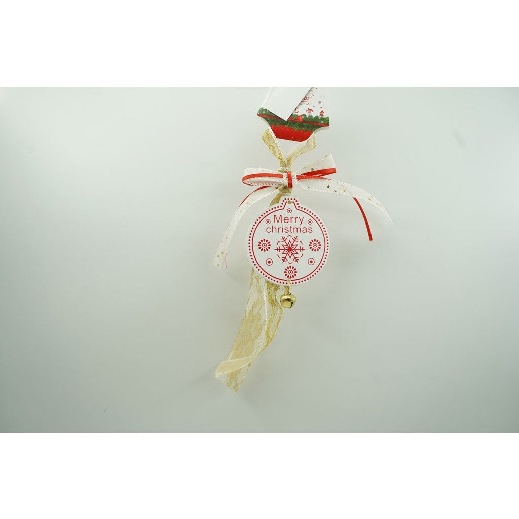 Ornament de brad medalion, Vivimall, alb, lemn, 25 cm - vivimall.ro