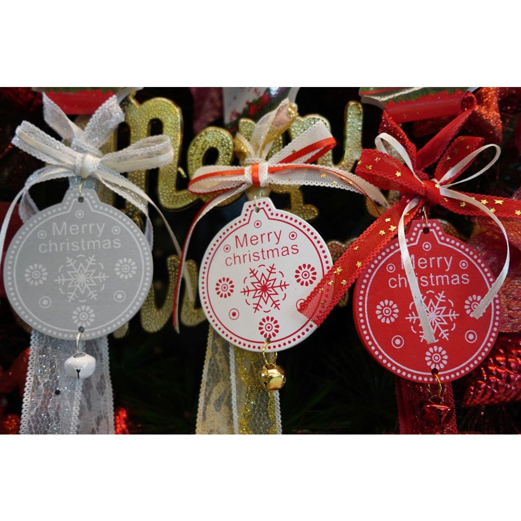 Ornament de brad medalion, Vivimall, alb, lemn, 25 cm - vivimall.ro