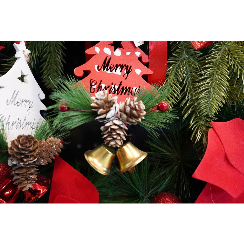 Ornament de brad pom de craciun, Vivimall, alb, lemn, 17 cm - vivimall.ro