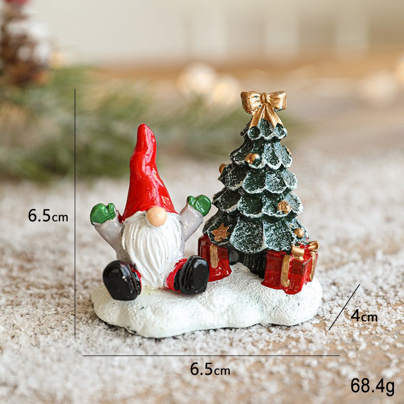 Ornament de Craciun din Rasina pentru Decor, Flippy, Model Mss Craciun cu Brad, Decoratiune de Birou pentru Craciun, 6.5 x 6.5 x 4 cm, Rosu Alb Verde - vivimall.ro