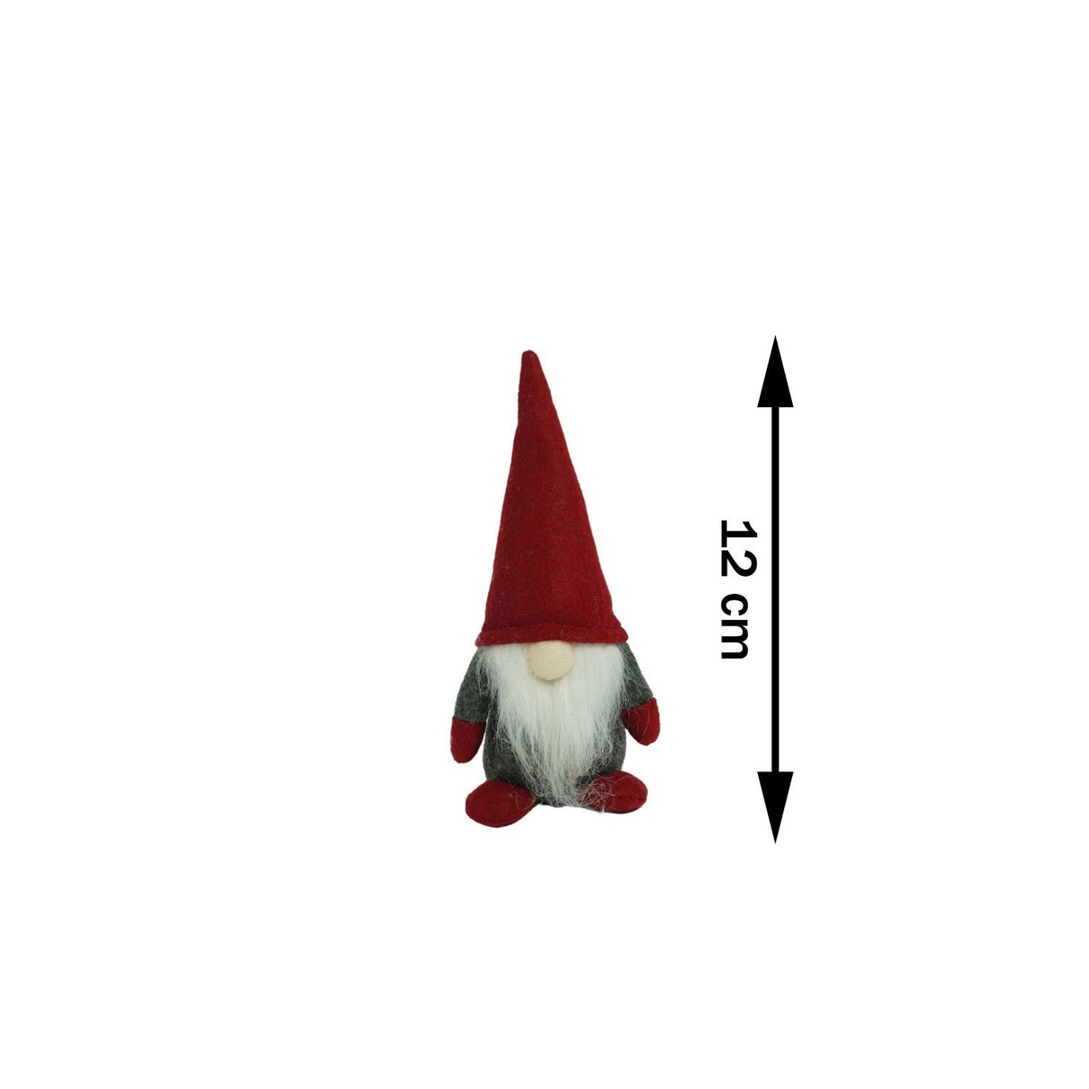 Ornament de Craciun spiridus, Vivimall, gri/rosu, textil, 12 cm - vivimall.ro