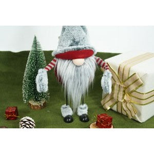 Ornament de Craciun spiridus, Vivimall, gri/rosu, textil, 55 cm - vivimall.ro