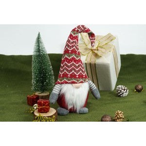 Ornament de Craciun spiridus, Vivimall, rosu/gri, textil, 52 cm - vivimall.ro