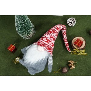 Ornament de Craciun spiridus model 2, Vivimall, rosu/gri, textil, 45 cm - vivimall.ro