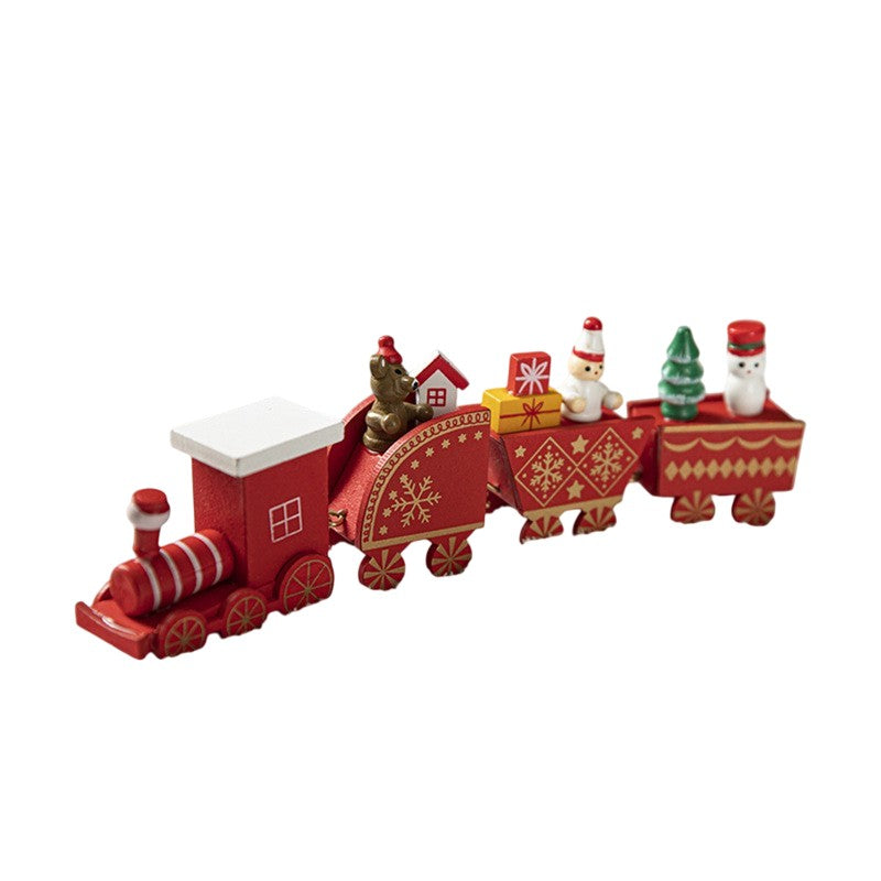 Ornament Decoratiune de Craciun Tren Pictat, Flippy, Tip Ornament Jucarie de Decor pentru Craciun, din Lemn 20 cm, Tren Figurina de Craciun, Rosu - vivimall.ro