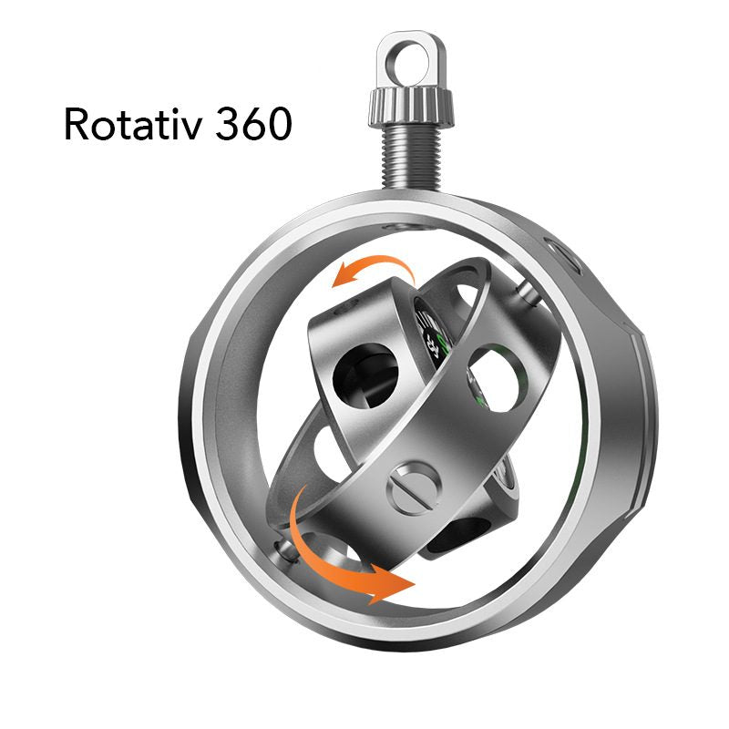 Fidget spinner busolă Flippy silver, rotire 360°, tip giroscop, vedere din spate