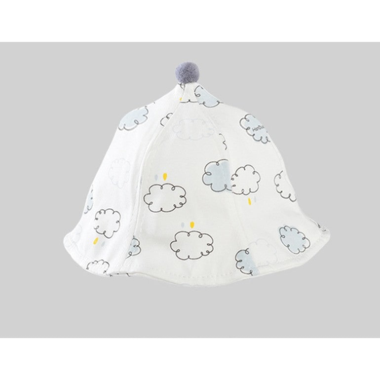 Palarie de Protectie pentru Bebelusi, Vivimall, Model cu Norisori Albastri, Pescareasca, de Primavara si Toamna, cu Masca si Fermoar, 48 cm, pentru 6-12 Luni, Bleu - vivimall.ro