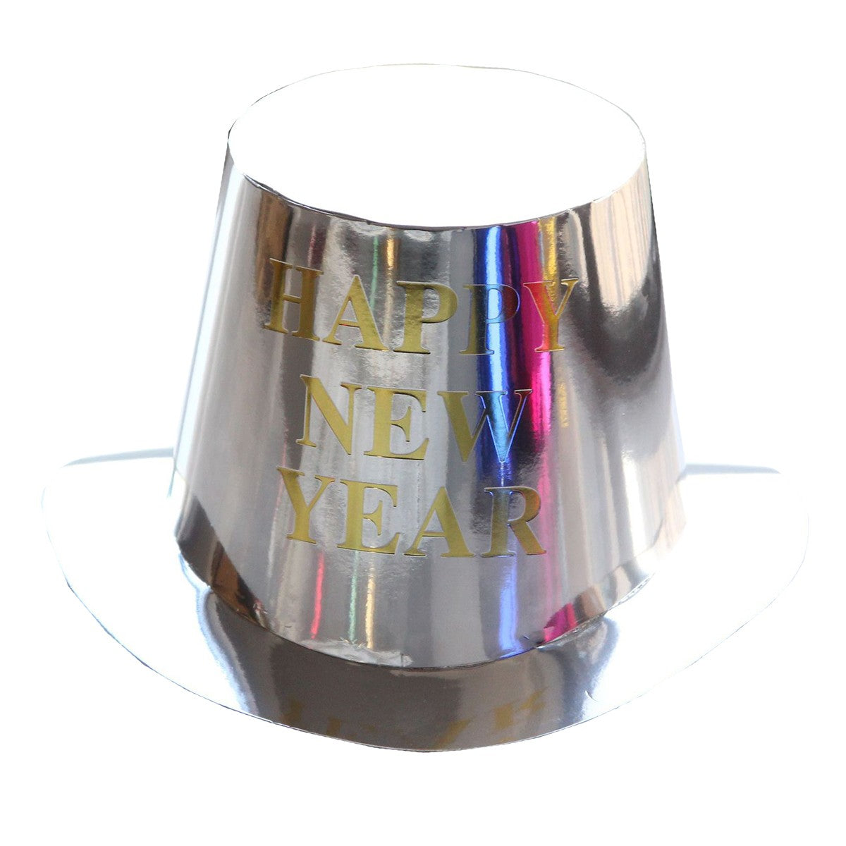 Palarie Happy New Year pentru Revelion, Flippy, Palarie Festiva de Anul Nou, Palarie Magica din Hartie, 29 x 25 x 15.5 cm, Colorata Sclipitor Argintiu - vivimall.ro