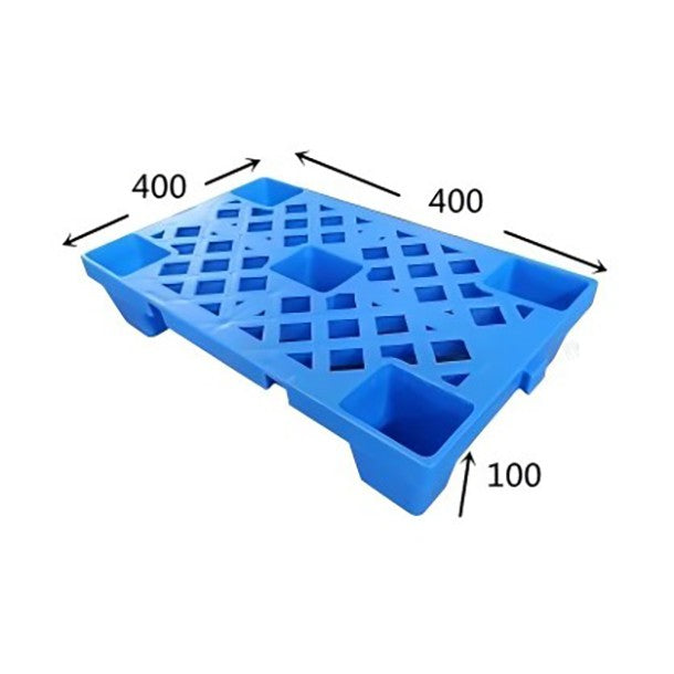 Palet transport Flippy albastru din plastic durabil, vedere laterală, înălțime 10 cm
