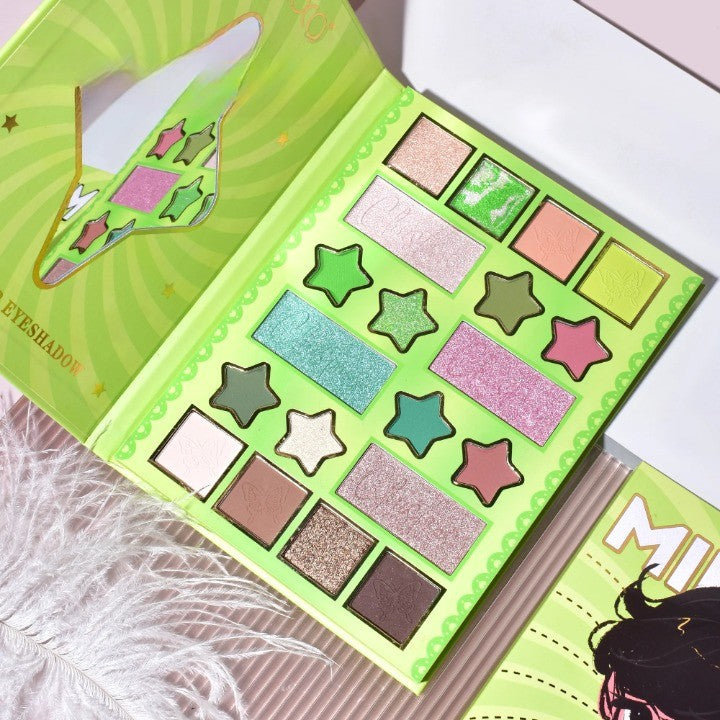 Paleta de Machiaj, KEVIN&COCO, 20 Culori Green Girl, Fard de Pleoape si Blush, Verde - vivimall.ro