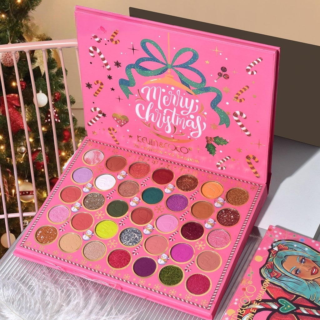 Trusa de Machiaj, KEVIN & COCO, Snowy Christmas, 70 culori, 22.5 x 17 x 2 cm, Multicolor - vivimall.ro
