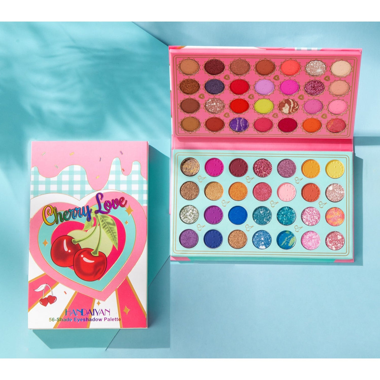 Trusa De Machiaj, Paleta De Farduri Handayan Cherry Love Cu 56 De Culori Pigmentate - vivimall.ro