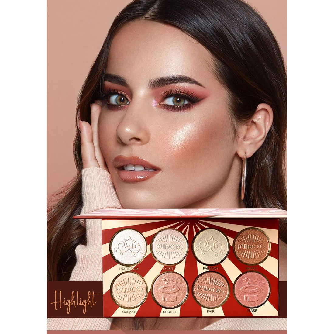 Paleta Highlighter ( Iluminator ) Kevin&Coco 8 Culori - vivimall.ro