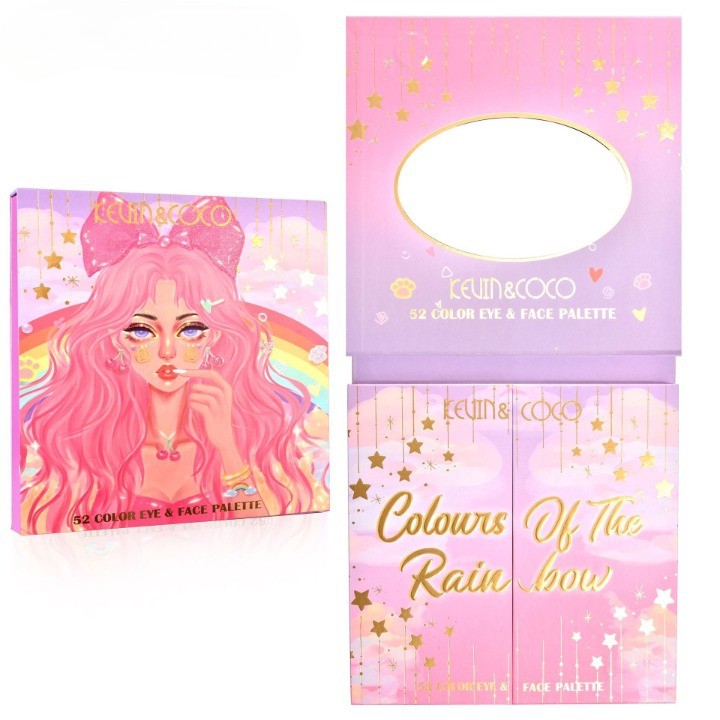 Sminkkészlet, Kevin&Coco szemhéjfesték paletta 52 pigmentált és nude színnel