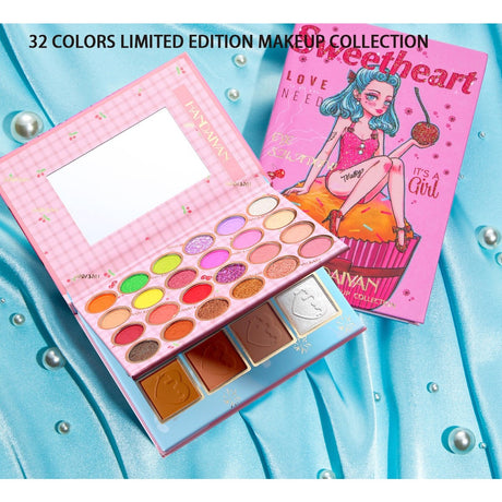 Trusa De Machiaj, Paleta De Farduri, Iluminator Si Blush Sweetheart Cu 32 De Culori Pigmentate - vivimall.ro