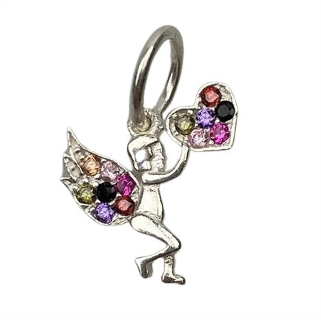 Pandantiv Argint 925, Inger cu Inima cu Zirconii Multicolore - vivimall.ro