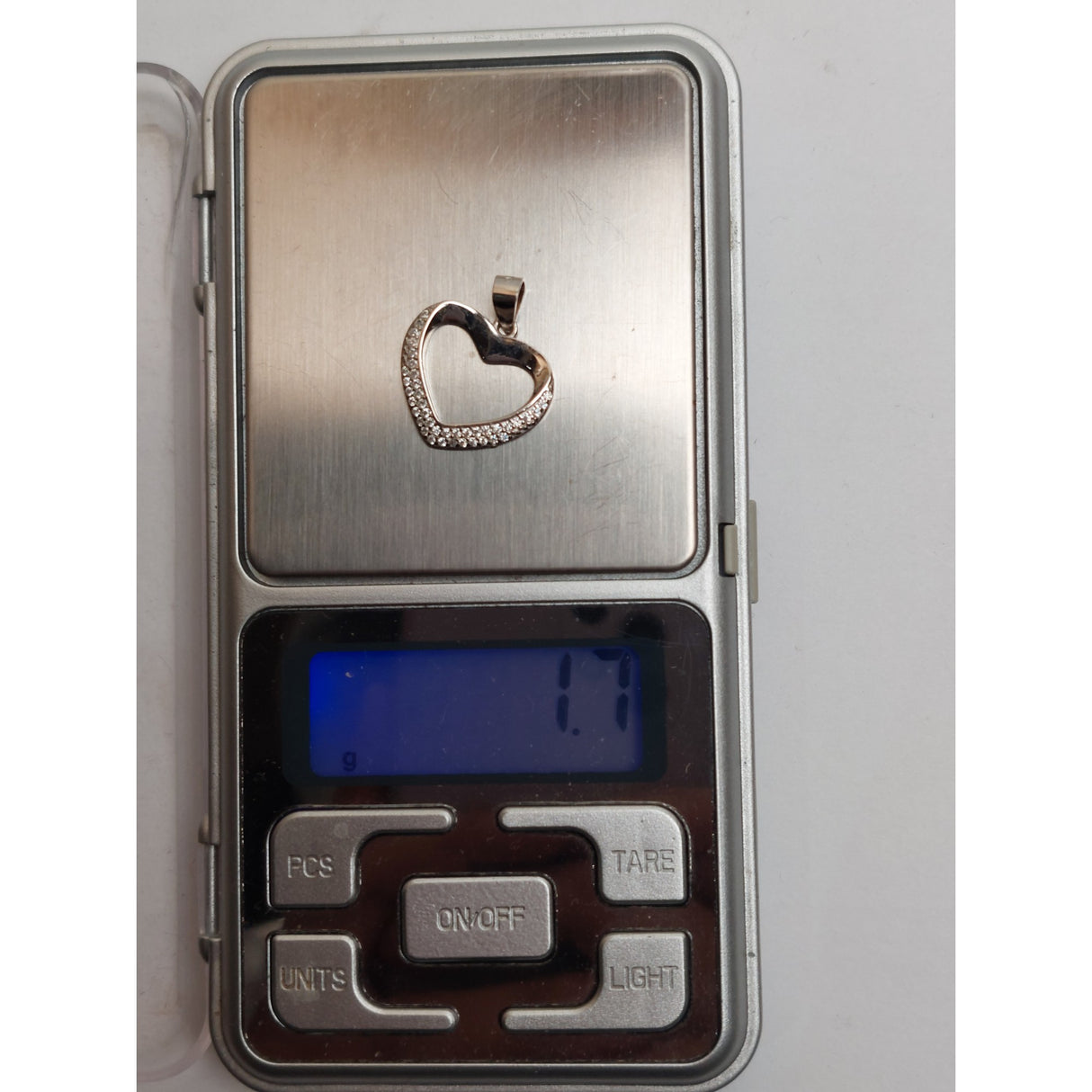 Pandantiv, Jolie Silver, Argint 925, Model Inima Contur cu Pietre Rodiata, 1.7 G, 1.6 x 1.8 Cm - vivimall.ro