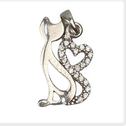 Pandantiv Argint 925 Pisicuta cu Inima - vivimall.ro
