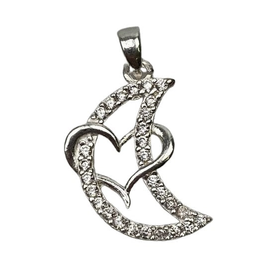 Pandantiv Argint 925 Semiluna cu Inima - vivimall.ro