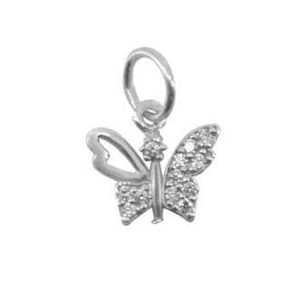 Pandantiv, Jolie Silver, Argint 925, Model Fluture Cu Pietre, 0.5 g, 1 x 1 cm - vivimall.ro