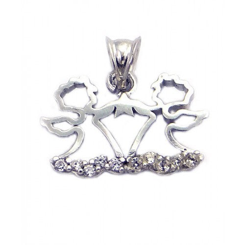 Pandantiv Inger dublu cu pietre, Argint 925, 1.7 cm x 1.4 cm - vivimall.ro