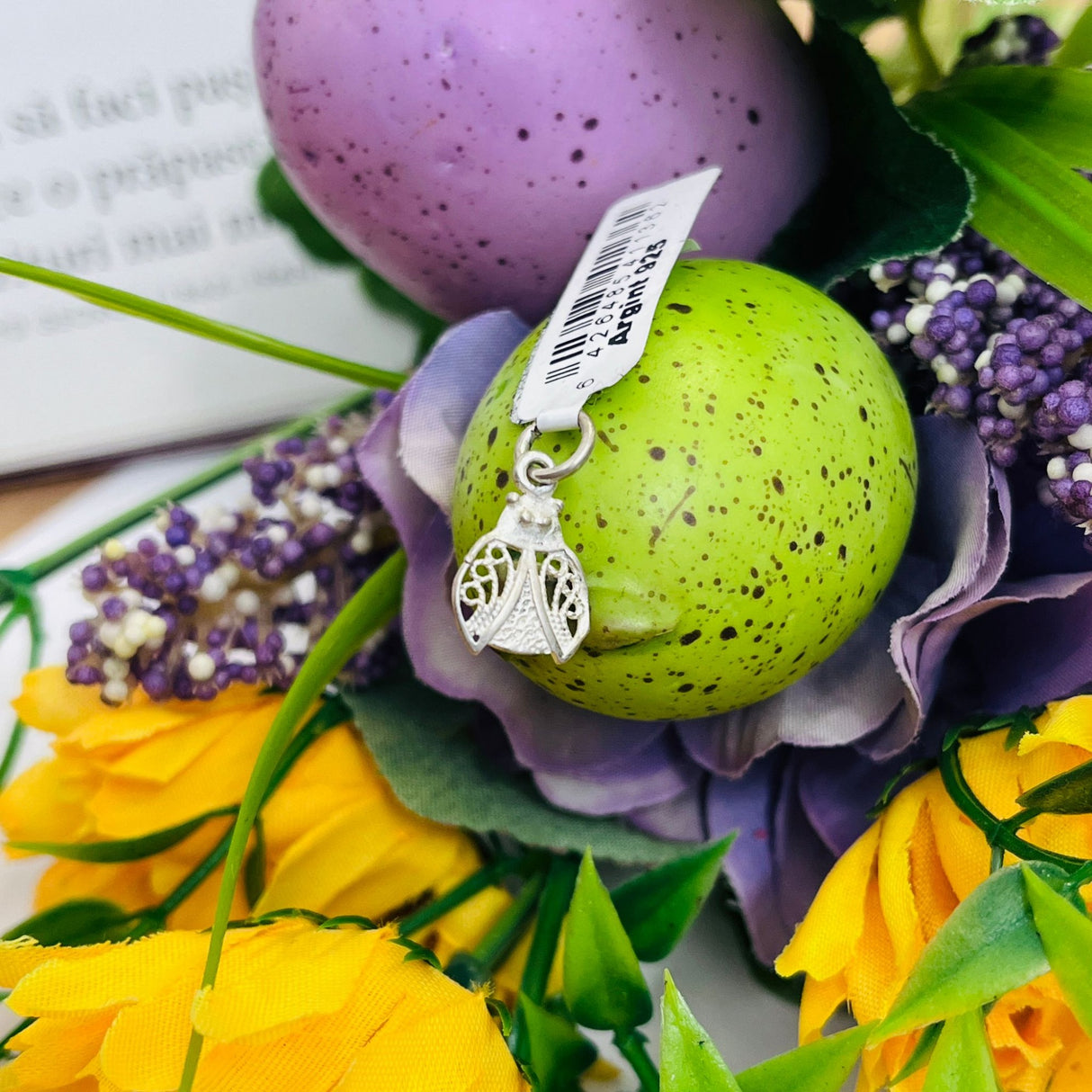 Pandantiv din Argint 925 Jolie Silver, Model Buburuza Filigran, 17 x 10 mm, 0.6 g - vivimall.ro