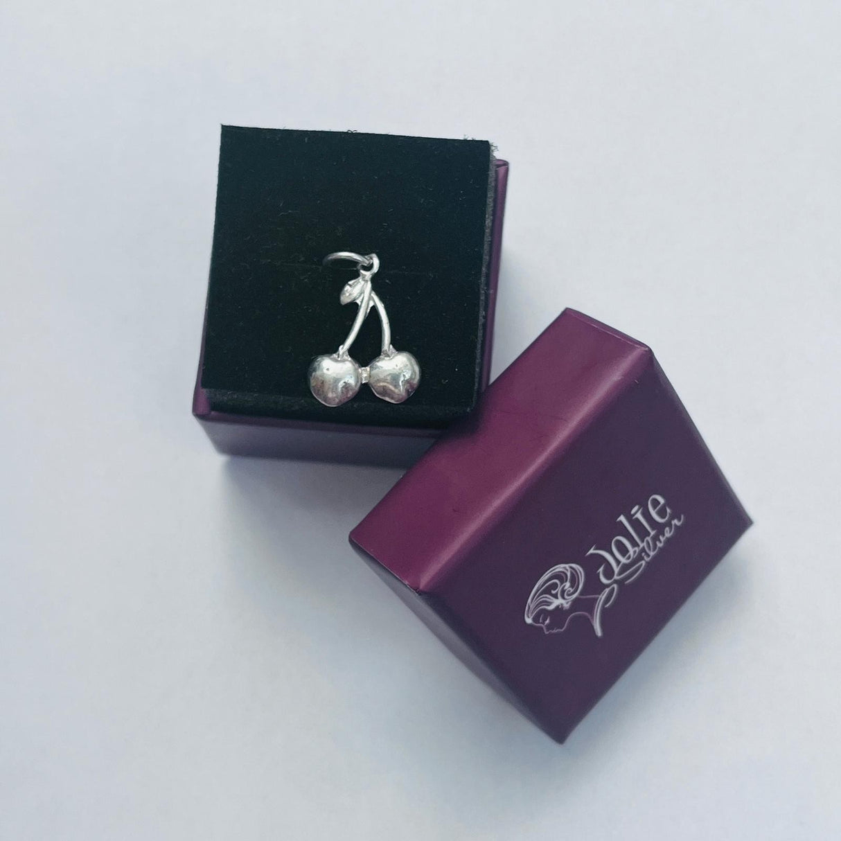 Pandantiv din Argint 925 Jolie Silver, Model Cireasa Dubla, 23 x 15 mm, 1 g - vivimall.ro