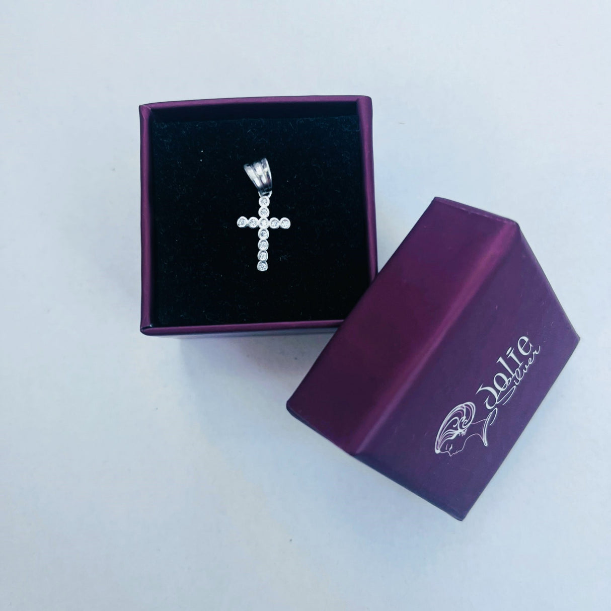 Pandantiv din Argint 925 Jolie Silver, Model Cruce cu Zirconii, 20 x 0.9 mm, 0.5 g - vivimall.ro