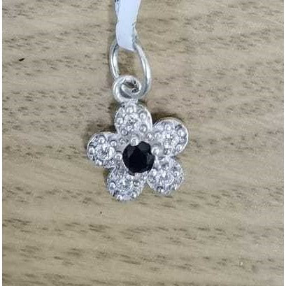 Pandantiv din Argint 925, Jolie Silver, Model Floare Cu Pietre, 0.9 g, 1 x 1 cm, Negru - vivimall.ro