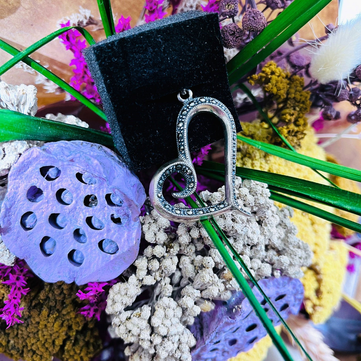 Pandantiv din Argint 925 Jolie Silver, Model Inima cu Marcasite, 45 x 35 mm, 4.8 g - vivimall.ro