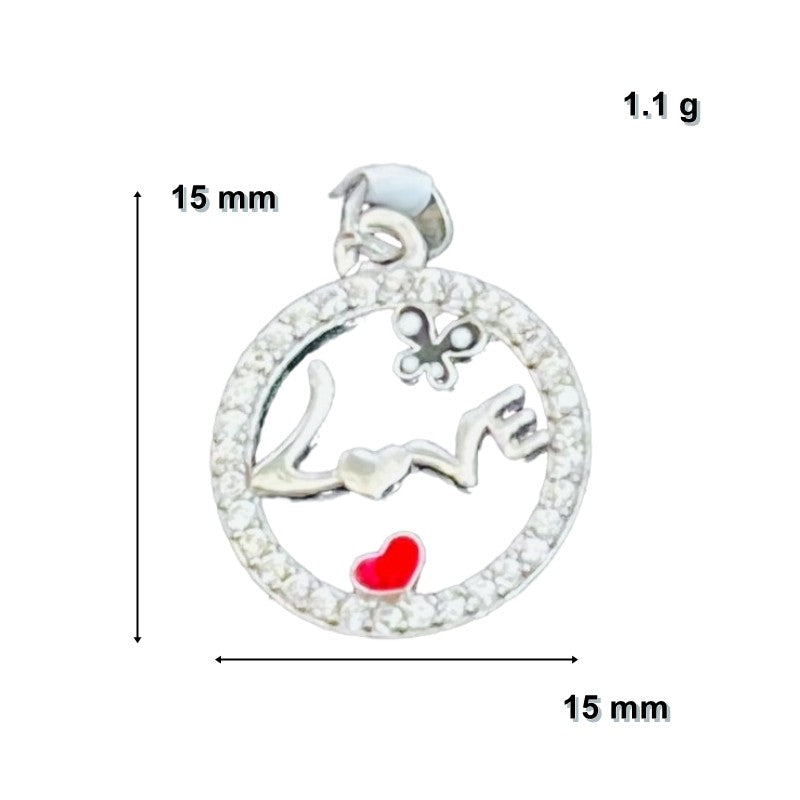 Pandantiv din Argint 925 Jolie Silver, Model Love cu Inima si Fluture, 15 x 15 mm, 1.1 g - vivimall.ro