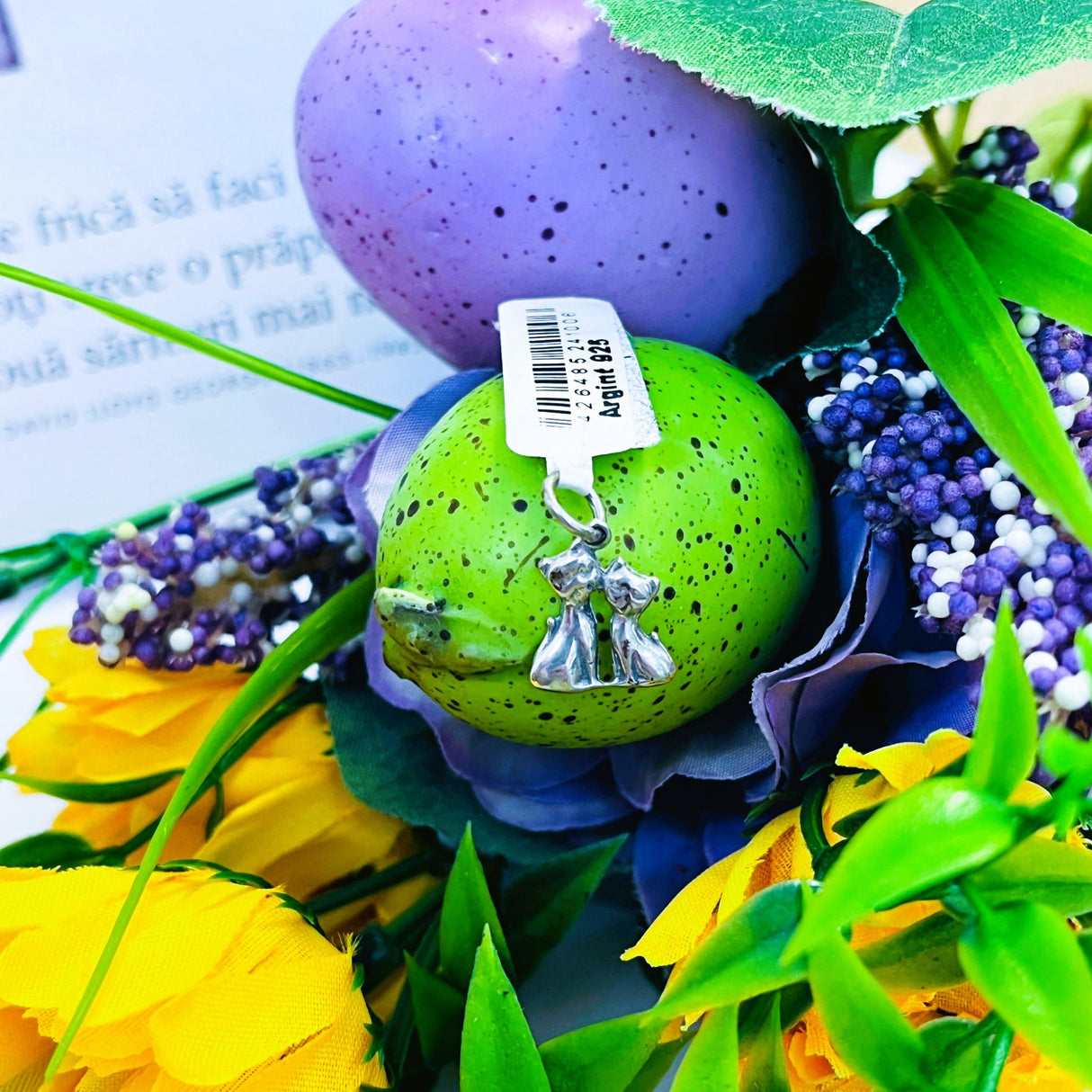 Pandantiv din Argint 925 Jolie Silver, Model Pisicute, 17 x 11 mm, 0.9 g - vivimall.ro