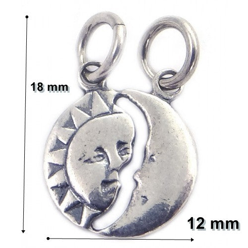 Pandantiv din Argint 925 Jolie Silver, Model Soare si Luna, 18 x 12 mm, 1.2 g - vivimall.ro