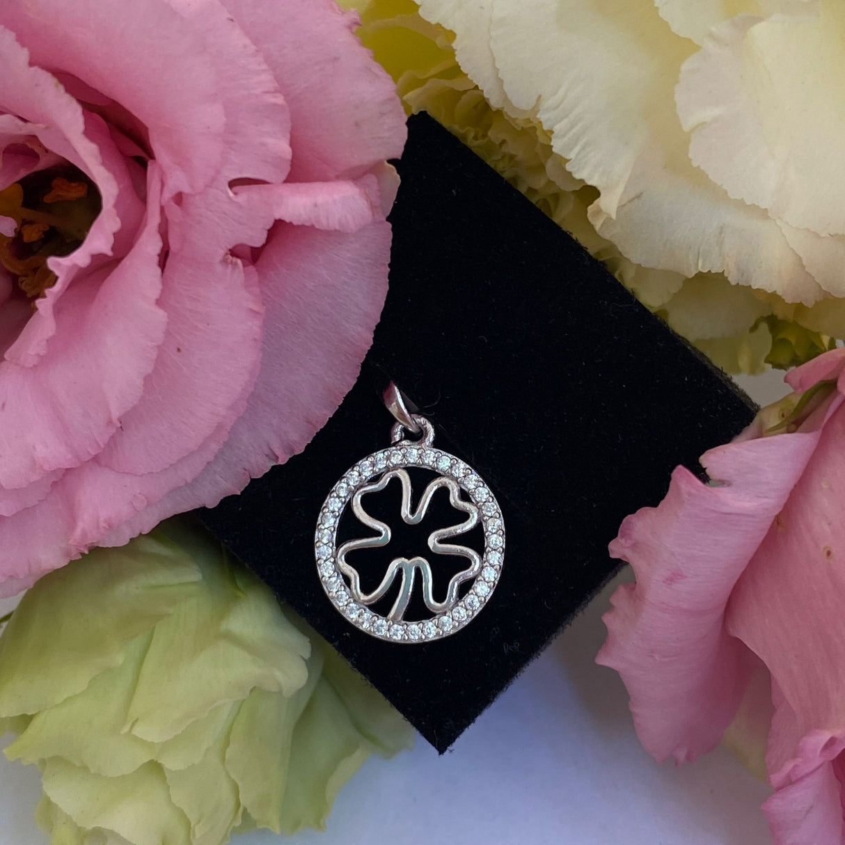 Pandantiv, Jolie Silver, Argint 925, Model Trifoi cu Pietre, 1.1 g, 15x15 mm - vivimall.ro