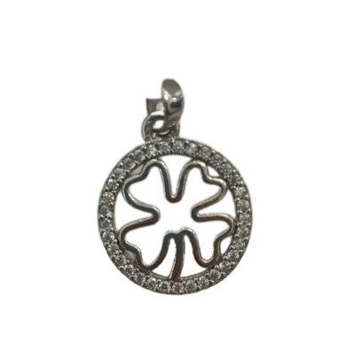 Pandantiv, Jolie Silver, Argint 925, Model Trifoi cu Pietre, 1.1 g, 15x15 mm - vivimall.ro