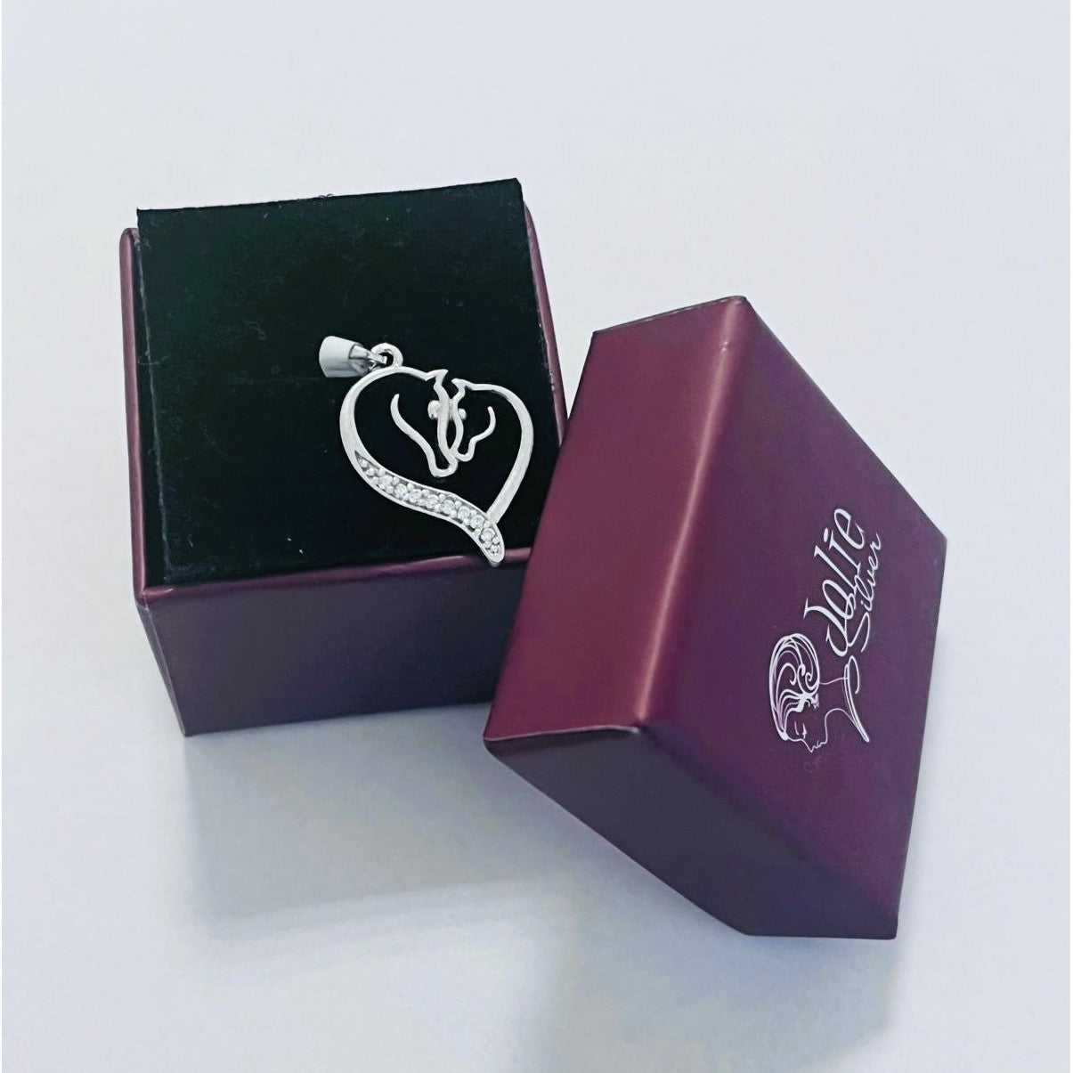 Pandantiv, Jolie Silver, Argint 925, Model Horses in Love, 16 x 20 mm, 1.6 g - vivimall.ro