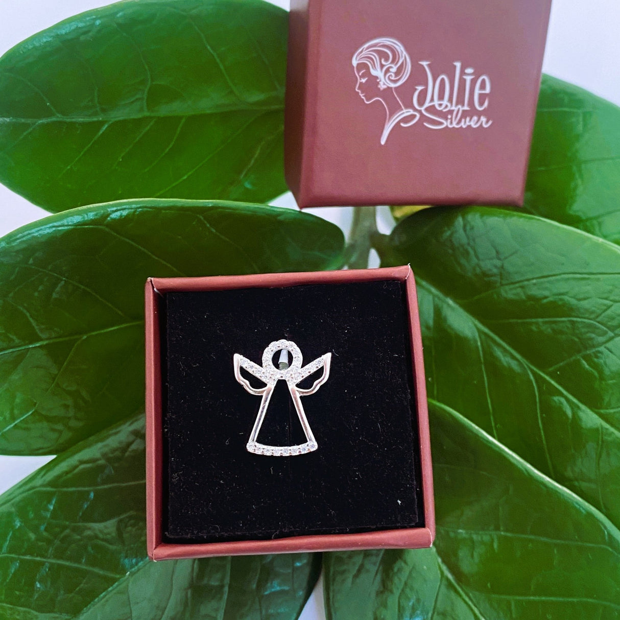 Pandantiv, Jolie Silver, Argint 925, Model Inger Contur cu Pietre, 1 g, 15x15 mm - vivimall.ro